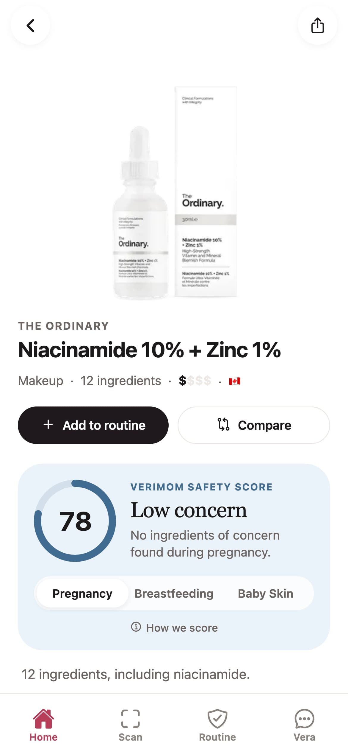 Werdykt produktu w aplikacji VeriMom
