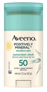 Aveeno Sensitive Skin SPF 50 Mineral Sunscreen Stick Broad Spectrum UVA+UVB