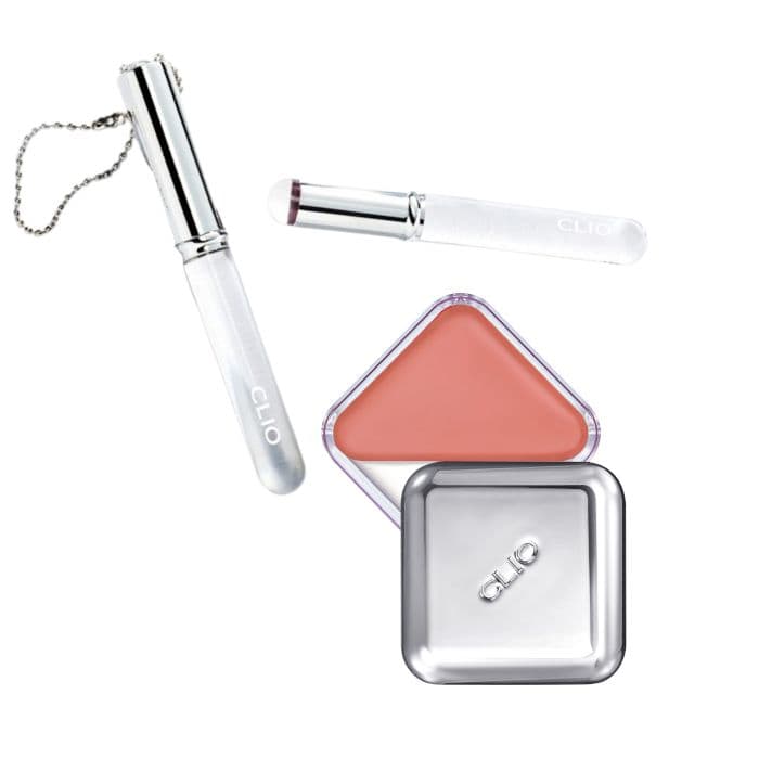CLIO Essential Lipcheek Tap 01 Peach Flush + Lip Brush Set