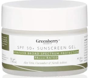 Greenberry Spf 50+ Sunscreen Gel Aloe Vera, Cucumber & Neroli Actives