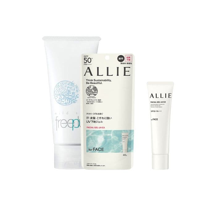 Kanebo Allie Facial Gel UV EX SPF50+ PA++++ X Freeplus Mild Soap Facial Cleansing
