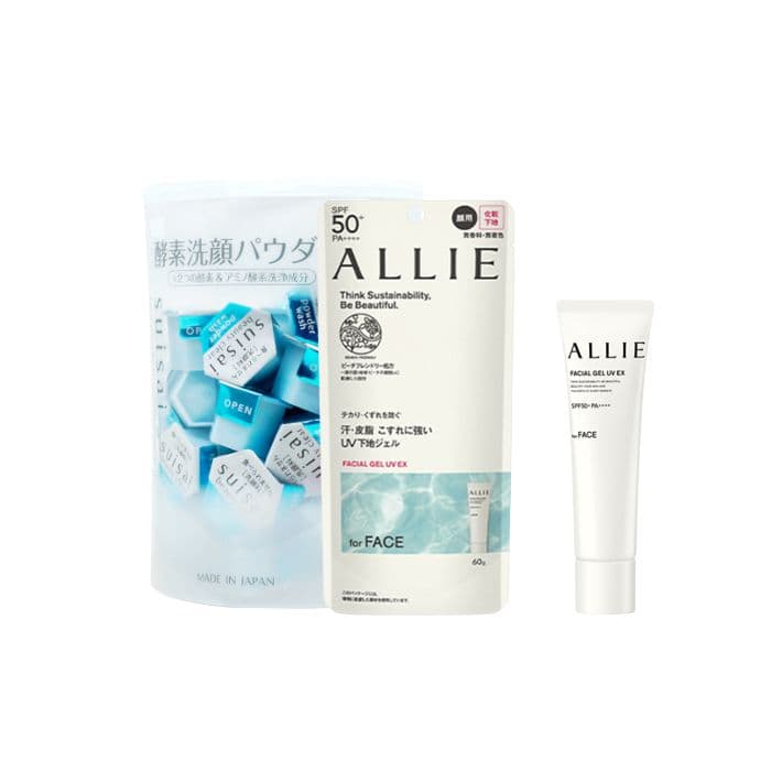 Kanebo Allie Facial Gel UV EX SPF50+ PA++++ X Suisai Beauty Clear Powder Wash