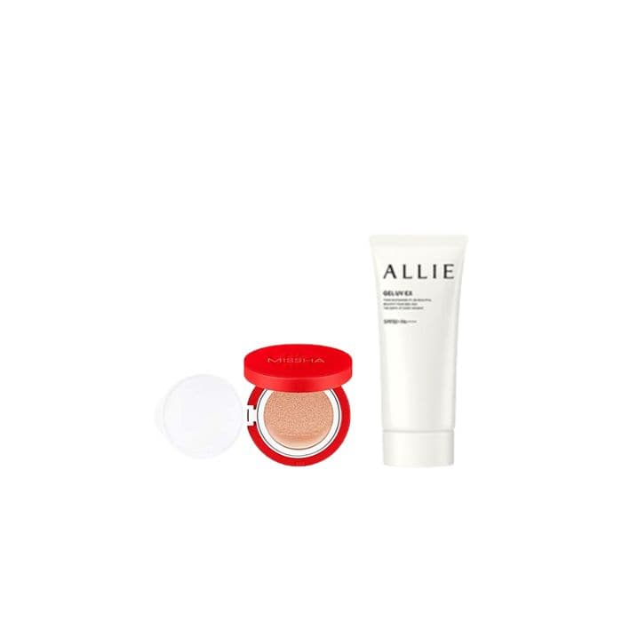 Kanebo Allie Gel UV EX SPF50+ PA++++ - 90g (New Version of ALLIE - Extra UV Gel SPF50+ PA++++ - 90g) X MISSHA - Velvet Finish Cushion SPF50+ PA+++ - 15g - 23