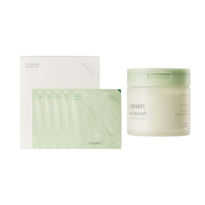 LUVUM Calming Pair Cica Gel Mask - 5 pcs + Real Calming Pair Cica Spot Pad - 120ml/ 60ea Set
