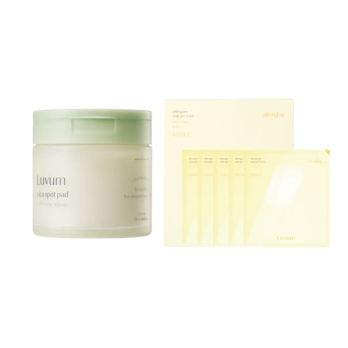 LUVUM Real Calming Pair Cica Spot Pad - 120ml/ 60ea + Afterglow Yuja Gel Mask - 5 pcs Set