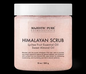 Majestic Pure Cosmeceuticals Himalayan Salt Body Scrub With Lychee Oil, Exfoliating Salt Scrub
