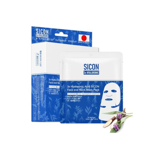 MITOMO 3x Hyaluronic Acid CICA Face and Neck Mask Pack - 6pcs