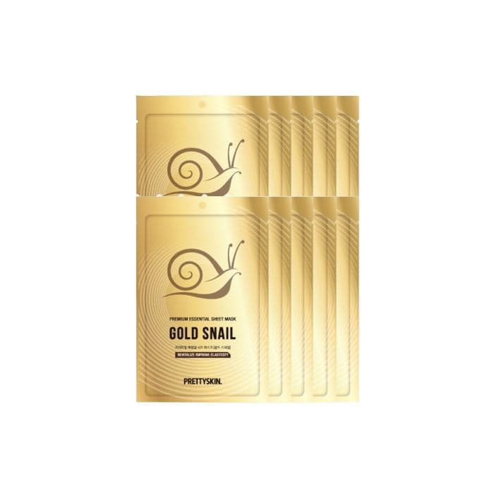 PRETTYSKIN Premium Essential Sheet Mask Gold Snail 10pcs Set