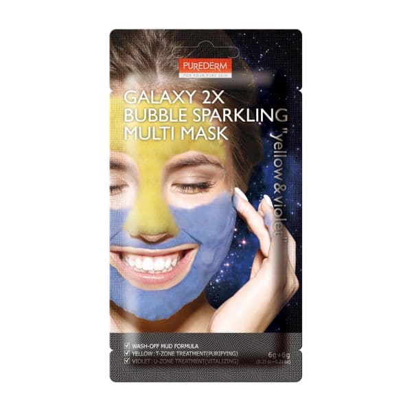 PUREDERM Galaxy 2X Bubble Sparkling Multi Mask - 6g+6g - Yellow & Violet