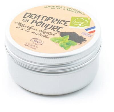 savonnerie argasol artisanale du Val d'argent dentifrice en poudre au charbon végétal et à la menthe
